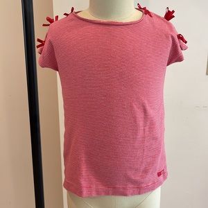 Lili Gaufrette girls sz 6 pink and white striped t-shirt